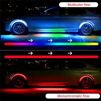4pcs Avto RGB LED Trakovi Luči V LED Trakovi Luči 7 Barv Cev Podvozje Sistem Bluetooth App Nadzor Neon Ohišje Luči Komplet