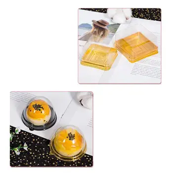 50pcs Plastičnih Square Luna Torto, Škatle za Shranjevanje Jajčni Rumenjak Puff Imetnik Organizator Posoda Zlato Pakiranje Polje (Velika, Majhna)