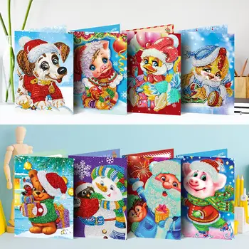 5D DIY Slikarstvo Božični Kartice Srčkan živali,najboljše želje Diamond Vezenje na Papir DIY Dopisnica Risanka Obrti Otrok