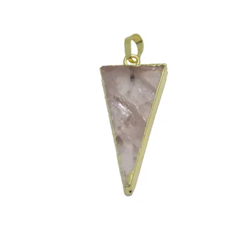 5ps Roza Naravnega kamna modni nakit kristalni obesek za ženske zlato ploščo kamen čar trikotnik obesek za ogrlico stranka