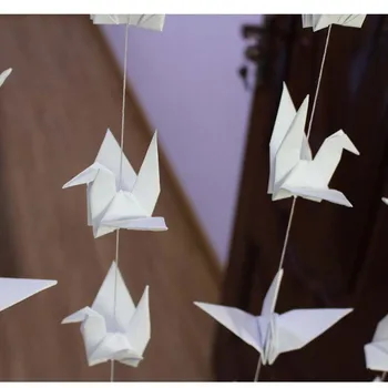 6Set 15 cm Ročno Bela Origami Žerjav Napise Za Poročno Dekoracijo Papir Žerjav Stranka Transparenti Rojstni dan Diy Okraski Stranka