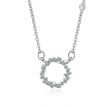 925 sterling srebro krog krog sijoče crysta ogrlice kratke verige za ženske, nakit, darilo za rojstni dan debelo padec ladijskega prometa