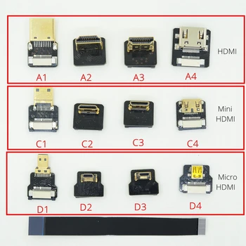 A2-D FPV Navzgor pod Kotom 90 Stopnjo HDMI Tip A Moški priključek Mikro HDMI (tipa D Komolec HDTV FPC Flat Kabel za Multicopter Fotografiranje iz Zraka