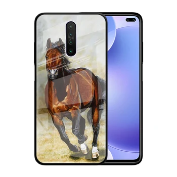Akvarel Konj Teče Konj Kaljeno Steklo Ohišje za Redmi Opomba 9S Opomba 9 8 Pro 8T 7 6 9A 9C K20 K30 Pro Telefon Silikonski Pokrov