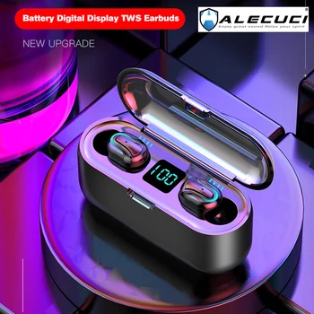 ALECUCI Q32-1 Brezžične Slušalke IPX5 Nepremočljiva Bluetooth 5.0 Slušalke Mini TWS Stereo Zvok Čepkov z Mic LCD-Zaslon