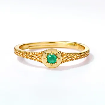 ALLNOEL Trdna 925 Sterling Silver Obroči Za Ženske Naravnih Smaragdno Vintage Stilu Pravi Zlati Prstan Nastavljiv Poročni prstan 2020 Nova
