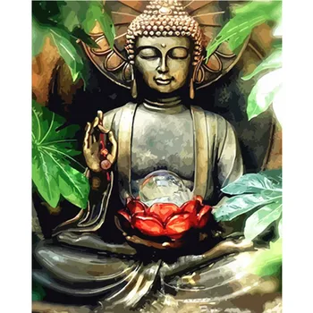 Barve, ki Jih Številk za Odrasle Buda statue40x50 60x75cm Slike Olje, Barvanje Z Številkami Set Darilo, Barvanje Z Številkami Platno Stenski Set