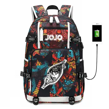 Bizarna Avantura šolsko torbo Kira Yoshikage Jolyne Cujoh cosplay laptop torba za Moške, Potovalne vrečke, USB svetilnost Oxford Nahrbtnik