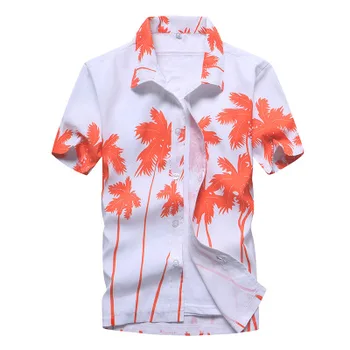 Blagovne znamke 2019 Poletje moška Športna Majica Kratek Rokav Cvjetnim Natisne Majica River Priložnostne Majice Hawaiian Plus Velikost Plaži Moške Srajce