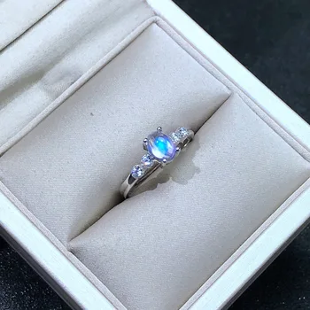BOCAI Novo pravi s925 sterling srebrni nakit vdelan z naravno modrem moonstone modna ženska obroč