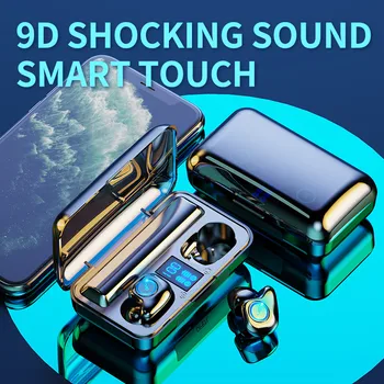 Brezžične bluetooth Slušalke 5.0 mini prstnih dotik 9D zmanjšanje hrupa IPX7 Nepremočljiva glasba/gaming slušalke