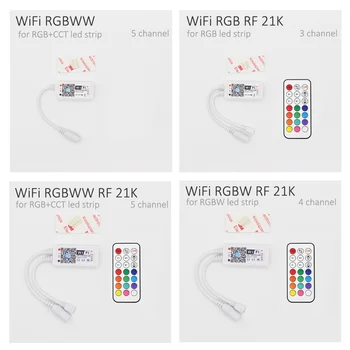 Brezžični WIFI LED Krmilnik RGB DC5-24V Bluetooth RGBW IR / RF Daljinski upravljalnik Google Domov Mini Za LED Trak RGBWW Krmilnik