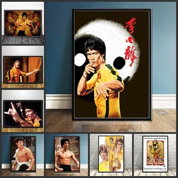 Bruce Lee Kung Fu Kralj Igralec Plakatov In Fotografij Platno Stensko Slikarstvo V Slikah, Letnik Plakat Dekorativni Doma Dekor Tableau