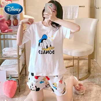 Disney Mickey Minnie Ženske Pižame Nastavite Poletje Srčkan Risanka Kratek Sleepwear Dekleta Udoben Dom, Oblačila