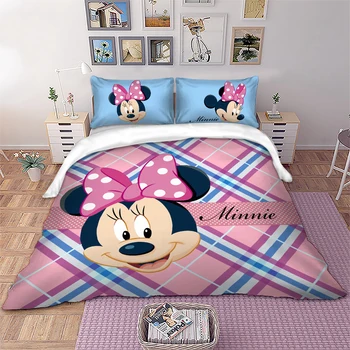 Disney Minnie Mouse Posteljnine komplet Roza Risanka Rjuhe Kritje Pillowcases Twin Polno Kraljica Kralj Velikost otroci posteljo nastavite dropshipping