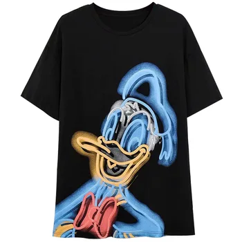 Disney Moda Srčkan Mickey Mouse, Donald Daisy Raca Risanka Tiskanja Priložnostne Ženske T-Shirt O-Vratu Puloverju Kratek Rokav Svoboden Tee Vrh