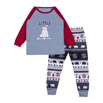 Družina Se Ujemanje Božičnih Pižamo Nastavite Medved Tiskanje Vrh +Hlače Sleepwear More Homewear Obleke