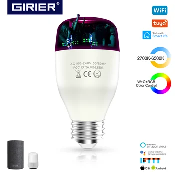 E27 Wifi Smart LED Sijalka RGB, možnost zatemnitve Svetlobe Žarnice 7/9W, Dela z Alexa googlova Domača stran Pomočnik Smart Life Aplikacija, Ni Potrebno Hub