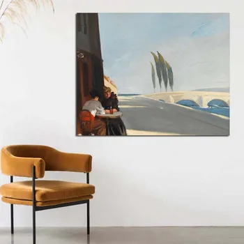 Edward Hopper Le Bistro Platno Barvanje, Tiskanje Dnevna Soba Dekoracijo Doma Moderne Stenske Umetnosti Oljna Slika, Plakati Sliko Okvir