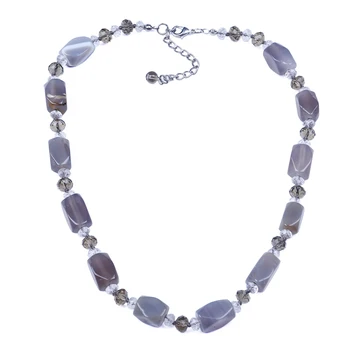 Elegantna naravnih poldragi kamen, noge verigo choker ogrlica kristalno sivi kamen ženske ogrlico, zapestnico ročno izdelan nakit set