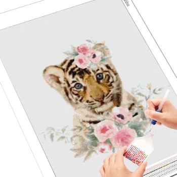 EverShine 5D Diamond Slikarstvo Živali Tiger Celoten Kvadratni Diamond Vezenje Fox Nosorogovo Mozaik Navzkrižno Šiv Kit Otrok Hobi