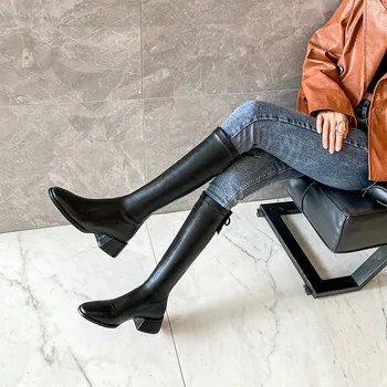 FEDONAS Moda Križ Vezani Kolena Visoki Škornji Pravega Usnja Slim Dolgo Čevlji Ženska Petah 2020 Najnovejši Stranka Osnovne Škornji Škornji