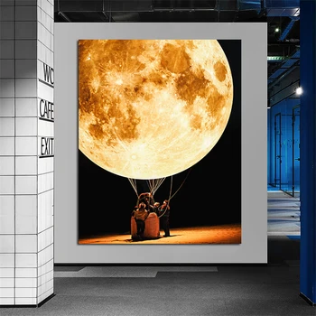 GOODECOR Wall Art Platno Slikarstvo Super Realne Luna Slikarstvo Fotografij Krajine Plakat Stenske Slike za Dnevna Soba brez okvirjev