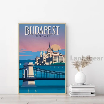 Grand Budapest Potovanja Plakat Platno Stensko Slikarstvo Dekor Letnik Budimpešta Madžarska Art Natisne Sliko Za Dnevni Sobi Doma Dekor
