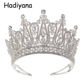 Hadiyana Razkošje Velike Krono Poroko Pageant Tiara Lase, Nakit Glavo Poročne Kron Za Lady Brezplačna Dostava HG6051