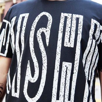 Hip Hop Belo Pismo Natisnjeni T-shirt 2021 Poletje Evropske Ameriški Stil Ulične Prevelik T-shirt O-vratu Priložnostne Tee Črna