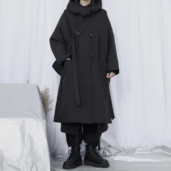 IEFB /oblačila za moške Windbreaker moški je dolg plašč oversize svoboden long sleeve hooded japonskem slogu velikih velikosti dolg jarek za moški 9Y2517