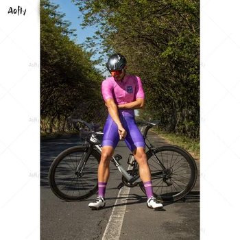 Kafitt Roza, vijolična Nekaj obleke, kolesarjenje, Triatlon obleko Kolesarjenje Skinsuit Maillot Ropa Ciclismo Kolesarski Dres kolesarski Jumpsuit