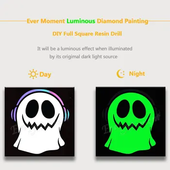 Kdaj Trenutek Diamond Slikarstvo Svetlobna Smolo Vaja Halloween Okostje Vezenje Mozaik Žareče V Temi Prišlekov N011