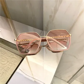 KDO SRČEK Moda Prevelik Parcelo, sončna Očala Ženske 2020 Luksuzne blagovne Znamke, Oblikovanje Verige Okvir Roza Leče, sončna Očala Odtenki Lady S152