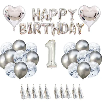 Konfeti latex balon 1 10 18 21 let obletnico srebrna alfanumerična balonom, rojstni dan dekoracijo tuš dobave