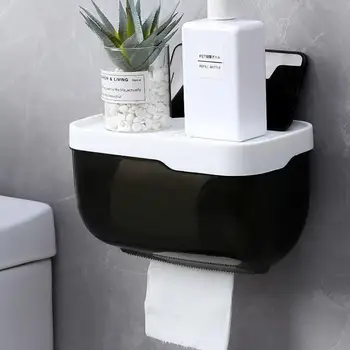 Kopalnica Toaletni Papir Držalo za brisačo Wall Mount Plastični WC Toaletni Papir Držalo z Polica za Omaro Papir Škatla za Shranjevanje