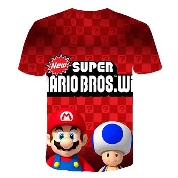 Kul Risanka Super Mario Sonic 3D-Modela T-shirt Otroci Poletje T Shirt Mladi Fantje Dekle Tshirt Priložnostne Vrh Tee Oblačila