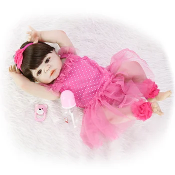 Lep 57 cm Prerojeni Lutke Otroka Novorojenčka Princesa 23 Palčni Polni Silikona Vinil Dojenčki, ki so Prerojeni Debelo Dan Otrok Darila Igrače
