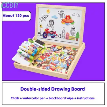 Lesene Magnetne Puzzle Igrače Za Otroke Večnamensko Črni In Beli Krovu za Risanje 3d Puzzle Izobraževanje Otrok Igrače