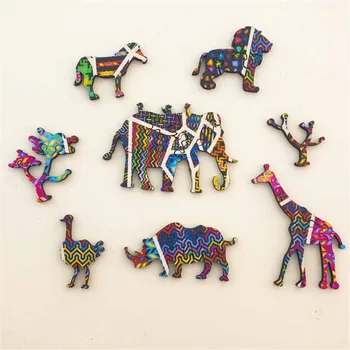 Lesene Puzzle za Odrasle Otroke DIY Vsak Kos Je Žival Oblikovan Pisani Slon Želva Lesene Sestavljanke, Uganke z Božično Darilo
