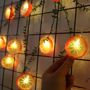 Limonine Rezine Niz Luči Baterija Upravlja EU Plug Garland Luči Vila Lučka Spalnica Božično noč Čarovnic Poroka Dekoracija