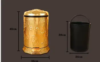Luksuzni 10/6 zlata barva nerjavnega jekla metal smeti smeti kante s pedalom smeti polje home decor LJT011