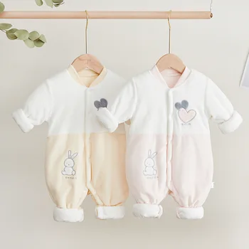 LZH Baby Romper 2020 Jeseni, Pozimi Ins Vroče Slog Debel Mah Dojencek Dekliška Oblačila z Dolgimi Rokavi Dekliška Oblačila Srčkan Novorojenčka Romper