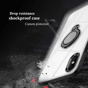 Magnetni Obroč Nosilec Shockproof Krepak Oklep Kritje za iPhone XS Xs Max XR TPU Jasno Sponke Magentic Kickstand