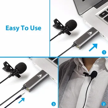 MAONO USB Lavalier Mikrofon Posnetek na Kondenzator Mikrofon River Mic Prostoročno Srajco Ovratnik Mikrofon za Youtub Živo