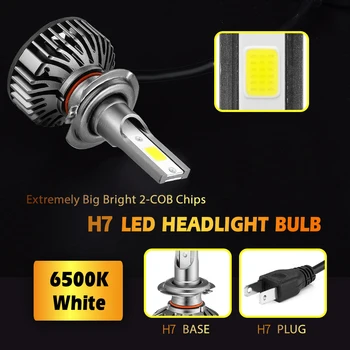 Mini H4 H7 LED Avto Smerniki Žarnice 12000LM 6500K H1 H3 H11 H13 H27 880 9005 HB3 9006 HB4 9007 COB Auto Svetilke Komplet