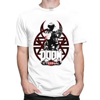 Moda Doom Večno T-shirt Moške O-vratu Kratek Rokav Igra Strelec Slayer Lobanje Natisnjeni Tee Majica Čistega Bombaža Tshirt Blaga