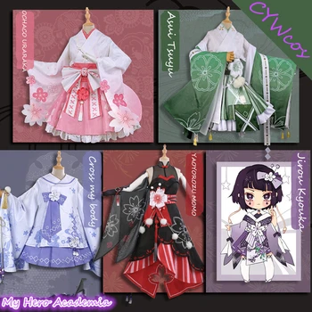 Moj Junak Univerzami OCHACO URARAKA Asui Tsuyu YAOYOROZU MOMO Himiko skorpion, no toga Jirou Kyouka Cosplay Kostum Cvet Festival Kimono