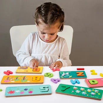 Montessori Črkuj Besedo Igre, Lesene Igrače, Zgodnje Učenje Jigsaw Črko Abecede Digitalni Puzzle Predšolske Izobraževalne Otroške Igrače