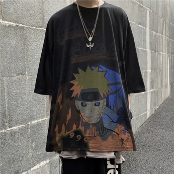 Moške Tshirt Unisex Naruto Harajuku Japonski Anime Risanke Tiskanja Kratek Sleeve Majica s kratkimi rokavi Moški Ulične Nekaj Priložnostne majice